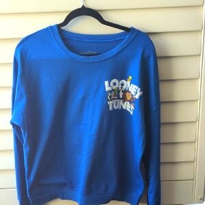 Looney Tunes Womens Blue Crewneck "Thats All Folks" Sweatshirt Size L